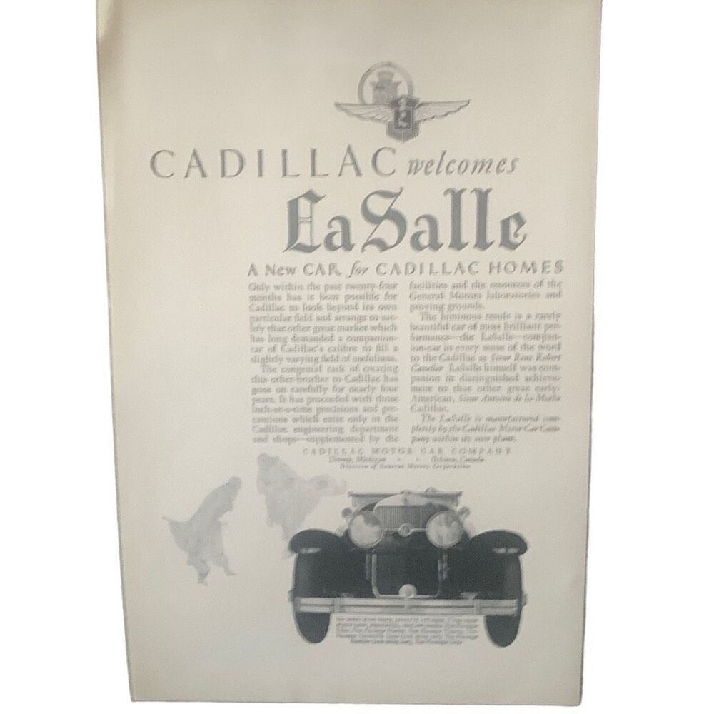 Vintage 1927 Cadillac Welcomes LaSalle Ad Advertisement
